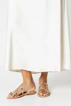 Сандалии Lola на плоской подошве с металлизированными ремешками Oasis, золото