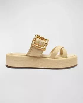 Сандалии Lola на плоской подошве с пряжками Schutz, цвет Natural