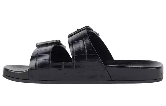 Сандалии Mallorca черного цвета с тиснением под крокодила Balenciaga