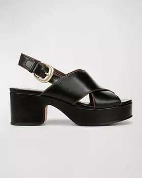 Сандалии Marlene с ремешком на пятке из телячьей кожи Vince, цвет Black Leather
