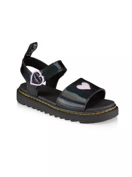 Сандалии Marlowe Hearts для маленьких девочек и девочек Dr. Martens, черный