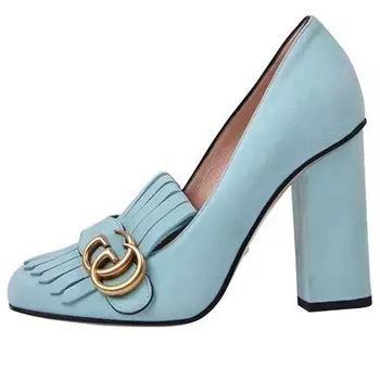 Сандалии marmont suede heels 'light blue' Gucci, голубой