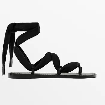 Сандалии Massimo Dutti Flat With Interchangeable Straps, черный