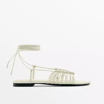 Сандалии Massimo Dutti Multi-Strap Flat, светло-бежевый