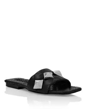 Сандалии Matelass на плоской подошве с заклепками Philipp Plein, цвет Black/Nickel