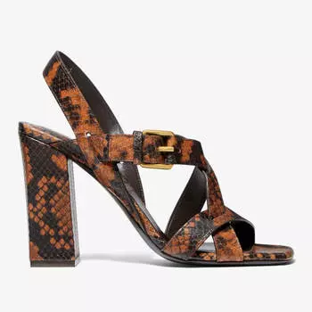 Сандалии Michael Kors Gladys Python Embossed Leather, черный