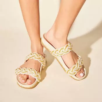 Сандалии Michelle Footbed в золотом цвете Yosi Samra