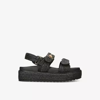Сандалии Millo из рафии с двойными ремешками на плоской подошве Steve Madden, черный