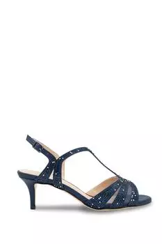 Сандалии 'Mirabel' с блестками на каблуке-кисточке с Т-образной планкой Paradox London, темно-синий