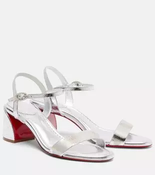 Сандалии Miss Jane 55 из металлизированной кожи Christian Louboutin, Silver/Lin Silver