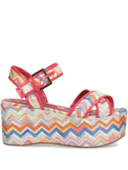 Сандалии Missoni 85 мм на платформе с зигзагообразным узором, красный