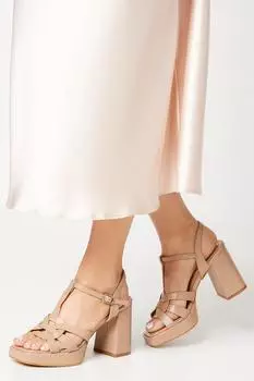 Сандалии Misty на платформе и высоком блочном каблуке с Т-образной планкой Oasis, бежевый