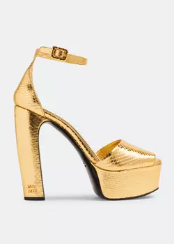 Сандалии Miu Miu Ayers Leather Platform, золотой
