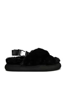 Сандалии Moncler Solarisse Faux Fur, черный