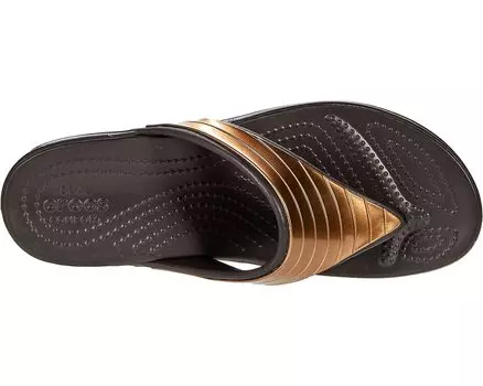 Сандалии Monterey Metallic Strap Wedge Flip Crocs, эспрессо