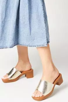 Сандалии-мюли Gretta на платформе и среднем каблуке Oasis, золото