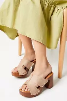 Сандалии-мюли Melanie на высоком каблуке с эффектом дерева Oasis, бежевый