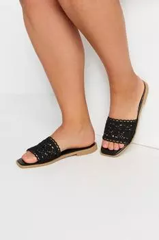 Сандалии-мюли очень широкого кроя, связанные крючком Yours, черный