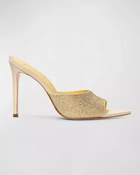 Сандалии-мюли с острым носком, украшенные кристаллами Black Suede Studio, цвет French Vanilla