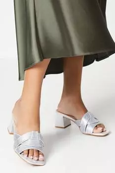 Сандалии-мюли Smitten Diamante на блочном каблуке Wallis, серебро
