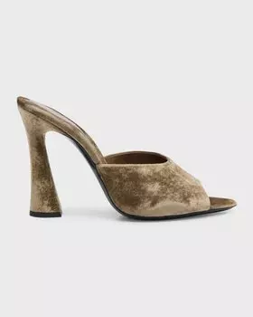 Сандалии-мюли Suite с открытым носком Saint Laurent, цвет Dove Grey
