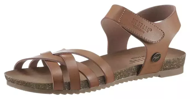 Сандалии Mustang Shoes, летняя обувь, туфли на липучке, сандалии, с практичной застежкой-липучкой, цвет Cognac