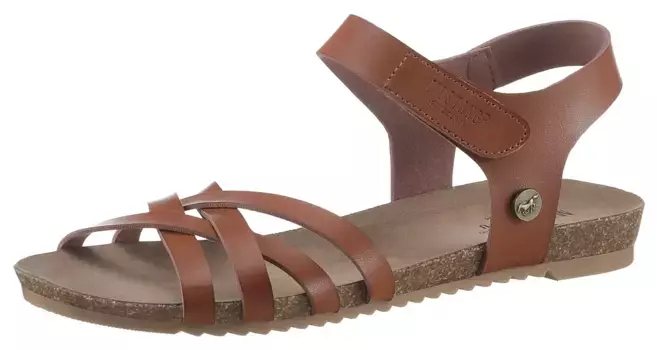 Сандалии Mustang Shoes с ремешками, летняя обувь, сандалии, туфли на липучке, с ремешками на липучке, цвет Cognac