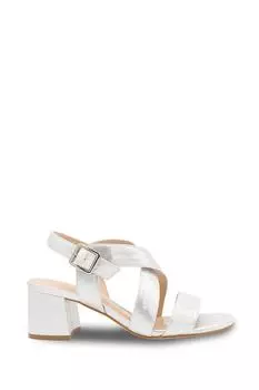 Сандалии на блочном каблуке на среднем каблуке с блестками 'Ida' Paradox London, серебро