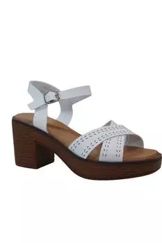 Сандалии на блочном каблуке с перекрестными ремешками IVACHY, белый