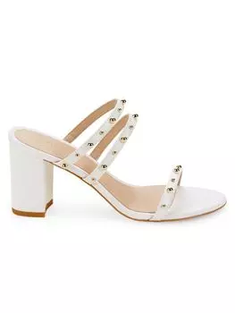 Сандалии на блочном каблуке с заклепками Stuart Weitzman, белый