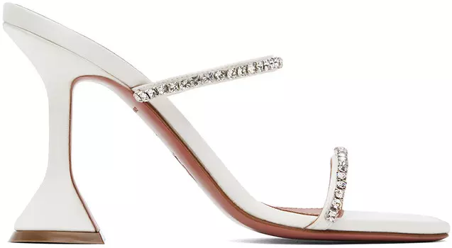 Сандалии на каблуке Gilda Slipper Amina Muaddi, белый