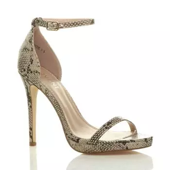 Сандалии на каблуке из искусственной кожи с ремешком на щиколотке Barely There AJVANI, бежевый