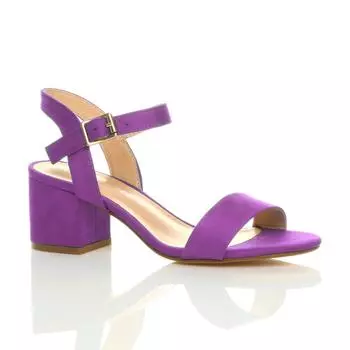 Сандалии на каблуке из искусственной замши с ремешком на щиколотке среднего размера AJVANI, фиолетовый