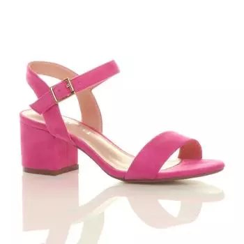 Сандалии на каблуке из искусственной замши с ремешком на щиколотке среднего размера AJVANI, розовый