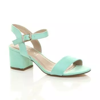 Сандалии на каблуке из искусственной замши с ремешком на щиколотке среднего размера AJVANI, зеленый