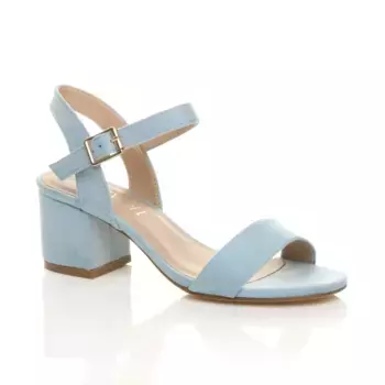 Сандалии на каблуке из искусственной замши с ремешком на щиколотке среднего размера AJVANI, синий