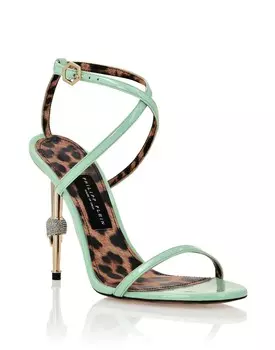 Сандалии на каблуке с черепом Philipp Plein, цвет Turquoise