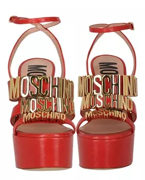 Сандалии на каблуке с металлическим логотипом Degrade Moschino, оранжевый