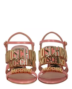 Сандалии на каблуке с металлическим логотипом Degrade Moschino, розовый