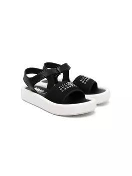 Сандалии на липучках с принтом MM6 Maison Margiela Kids, черный
