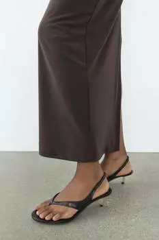 Сандалии на металлическом каблуке с ремешками ZARA, коричневый