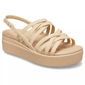 Сандалии на платформе Brooklyn Strappy Low Wedge Crocs, кремовый
