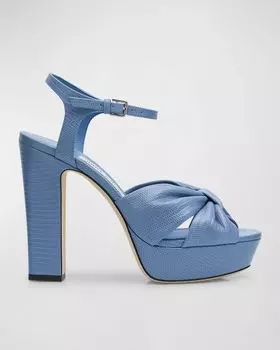 Сандалии на платформе Heloise с тисненным ремешком на щиколотке Jimmy Choo, цвет Blue