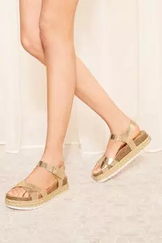 Сандалии на платформе из искусственной кожи с перекрестными ремешками Friends Like These, желтый