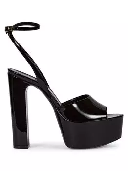 Сандалии на платформе из лакированной кожи Saint Laurent, неро