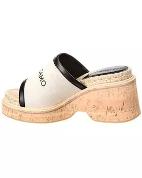 Сандалии на платформе из парусины и кожи с подошвой Ferragamo Salvatore Ferragamo, черный