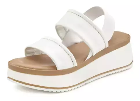Сандалии на платформе LASCANA, кожаные сандалии с модной удобной подошвой на платформе, белый