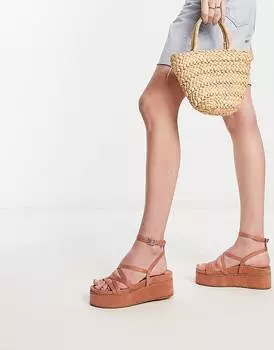 Сандалии на платформе с ремешками ASOS DESIGN Taurus, бежевый