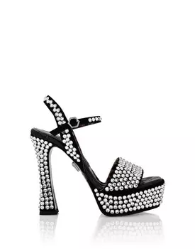 Сандалии на платформе со стразами Philipp Plein, цвет Black / White