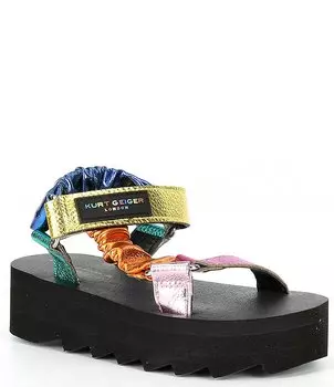 Сандалии на платформе в цвет металлик Kurt Geiger London Orion для девочек (для малышей), черный